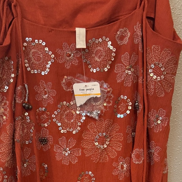 NWT Revolve Free people Azelia Rust Floral Embellished Slip Dress boho feminine - Picture 11 of 11